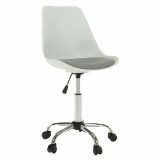 Kancelárska stolička s plastovým tvarovaným sedadlom biela/sivá