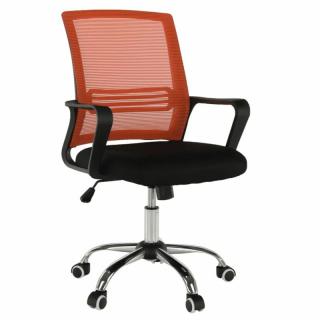 Kancelárska stolička, sieťovina oranžová a látka čierna