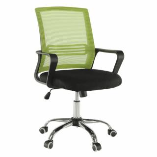 Kancelárska stolička, sieťovina zelená a látka čierna