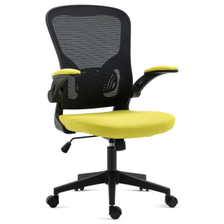 Kancelárska stolička, sklápacie podrúčky, sedák žltý (a-V318)