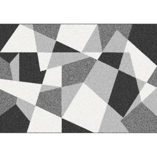 Koberec s geometrickým vzorom, čierna/sivá/biela, 133x190