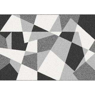 Koberec s geometrickým vzorom, čierna/sivá/biela, 57x90