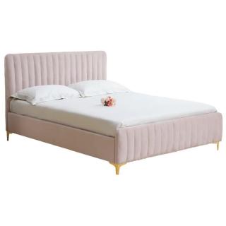 Komfortná čalúnená posteľ 140, ružová-gold chróm zlatý matný