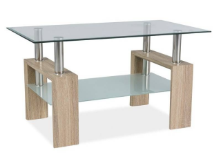 Konferenčný stolík 110 so sklom v modernom dizajne, dub sonoma