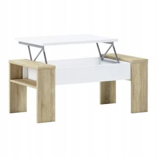 Konferenčný stolík s odkladacím priestorom, dub sonoma/biela