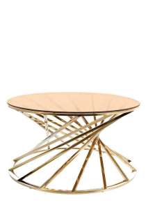 Konferenčný stolík s originálnym tvarom, zlatá/burstyn