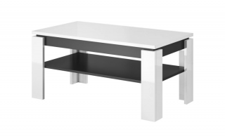 Konferenčný stolík s policou, biely lesk/grafit (n151269)
