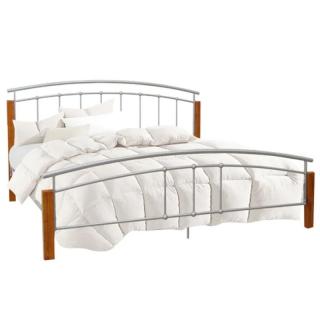 Kovová manželská posteľ 160, drevo prírodné-strieborný kov
