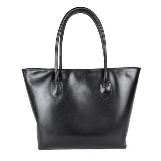 Kožená dámska kabelka SHOPPER v čiernej farbe