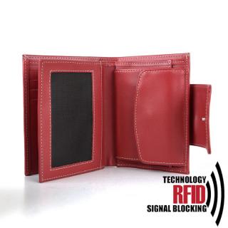 Kožená RFID peňaženka vybavená blokáciou RFID-NFC, červená farba 8211