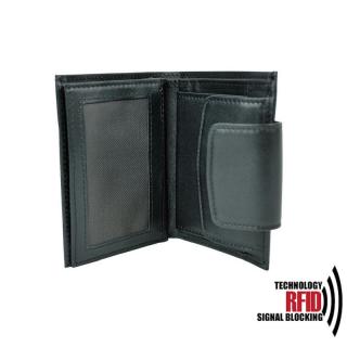 Kožená RFID peňaženka vybavená blokáciou RFID-NFC, čierna farba 8211