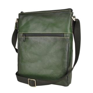 Kožená taška crossbody, ručne tieňovaná, tmavo zelená farba