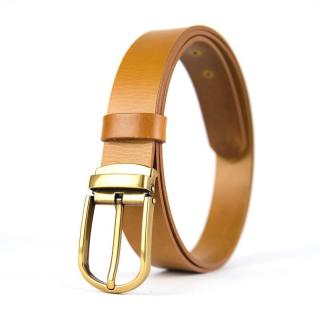 Kožený opasok CLASSIC BRASS, šírka 3.3cm - Koňaková