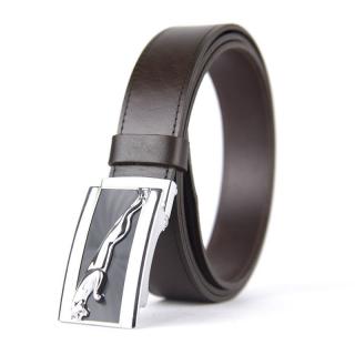 Kožený opasok s brzdou, šírka 3.5cm, SILVER JAGUAR - Tmavo hnedá