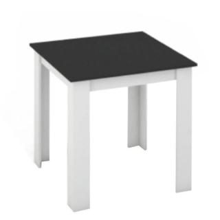 Kvalitný jedálenský stôl, biela-čierna, 80x80 (k149890)