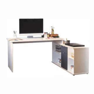 Kvalitný rohový písací stôl, biela/sivá (k243925)
