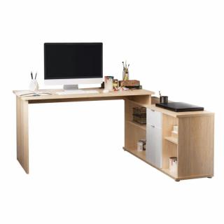 Kvalitný rohový písací stôl, dub sonoma/biela (k243987)