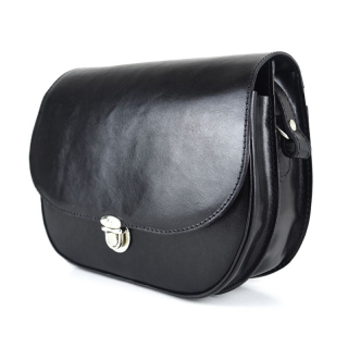 Luxusná rustikálna kožená kabelka, čierna farba (V7403-2č-1)