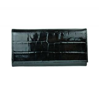 Luxusná umelecká lakovaná kožená peňaženka so vzorom hadiny v čiernej farbe
