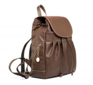 Luxusný kožený ruksak z pravej hovädzej kože 8665 v hnedej farbe
