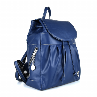 Luxusný kožený ruksak z pravej hovädzej kože 8665 v modrej farbe