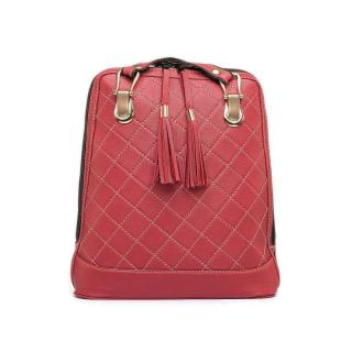 Luxusný kožený ruksak z pravej hovädzej kože so strapcami v červenej farbe