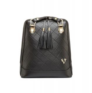 Luxusný kožený ruksak z pravej hovädzej kože so strapcami v čiernej farbe