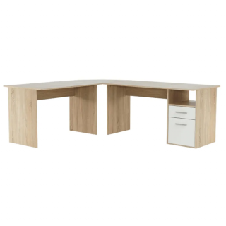 Luxusný rohový PC stôl, dub sonoma/biela (k185320)