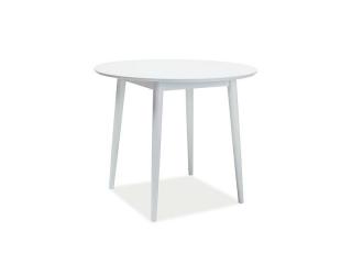 Malý jednoduchý a elegantný jedálenský stôl v bielej farbe