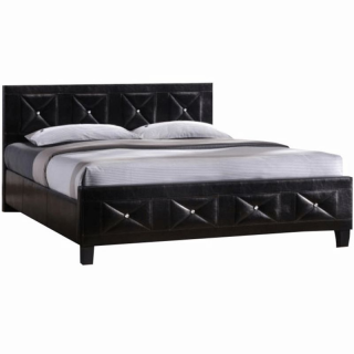 Manželská posteľ 160x200 s roštom, ekokoža čierna (k34099)