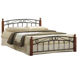 Manželská posteľ 180x200 s roštom, drevo čerešňa-čierny kov