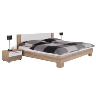 Manželská posteľ s 2 nočnými stolíkmi vo farbe dub sonoma-biela