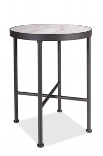 Minimalistický okrúhly konferenčný stolík, čierny mat/efekt mramoru