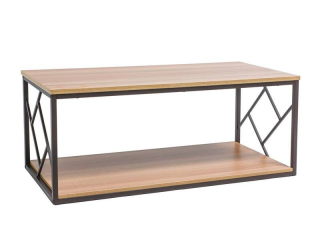 Minimalistický štýlový konferenčný stolík, dub/tmavo hnedá
