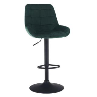 Moderná a dizajnová barová stolička, tmavozelená Velvet látka