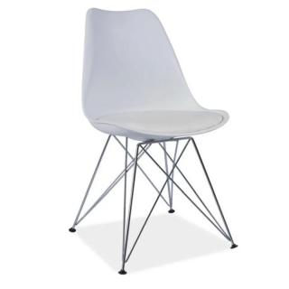 Moderná a pohodlná jedálenská stolička biela/chróm (k228388)