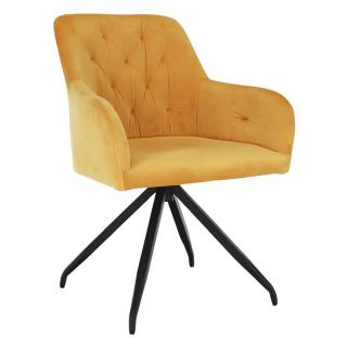 Moderná a pohodlná otočná stolička, horčicová Velvet látka