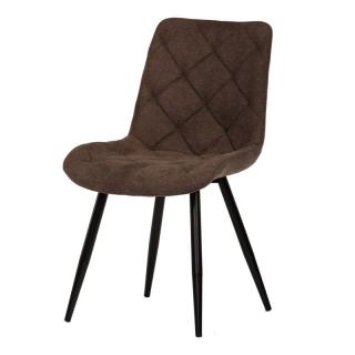 Moderná a pohodlná stolička, hnedá látka, nohy čierny kov