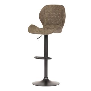 Moderná barová stolička v hnedej látke pripomínajúcou brúsenú kožu ()