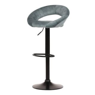 Moderná barová stolička v odľahčenom štýle, modrá zamatová látka ()