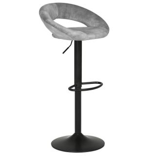 Moderná barová stolička v odľahčenom štýle, šedá zamatová látka ()