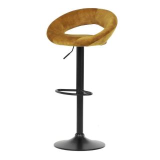 Moderná barová stolička v odľahčenom štýle, žltá zamatová látka ()