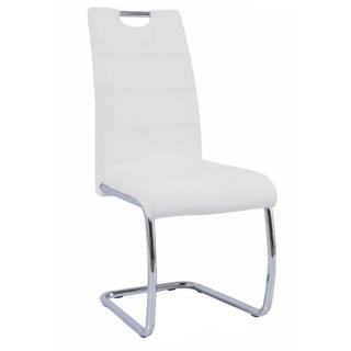 Moderná jedálenská stolička biela, svetlé šitie (k182186)