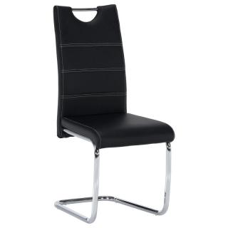 Moderná jedálenská stolička čierna, svetlé šitie (k182221)