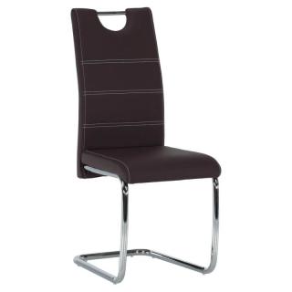 Moderná jedálenská stolička hnedá, svetlé šitie (k182222)