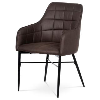Moderná jedálenská stolička, poťah hnedá látka v dekore vintage kože