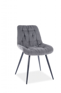 Moderná jedálenská stolička s mäkkým sedákom, čierna/sivá