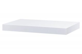 Moderná polička s jednoduchým dizajnom bielej farby s leskom
