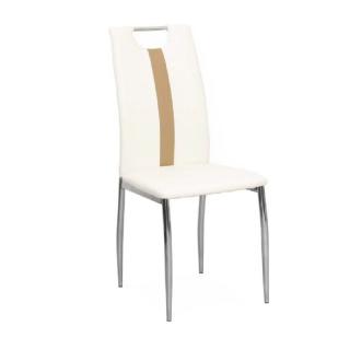 Moderná stolička biela a béžová ekokoža (k182209)