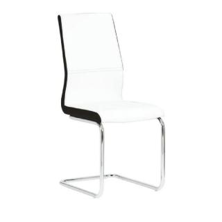 Moderná stolička v bielej ekokoži s čiernymi bokmi (k182190)
